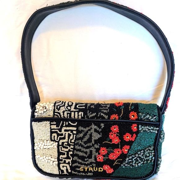 Staud Black Patchwork Muti-pattern Tommy Beaded Bag - Picture 3 of 15